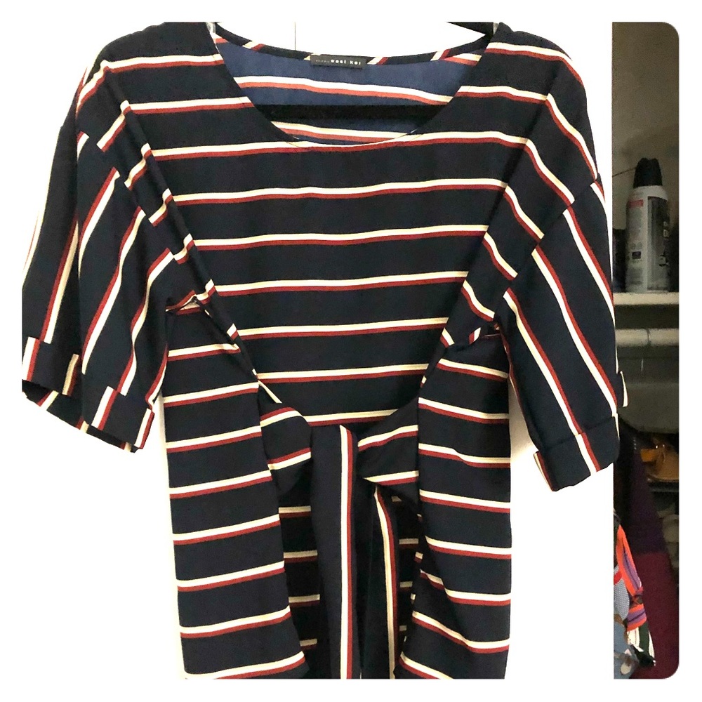 Stitch Fix: Julianne tie front cuffed sleeve